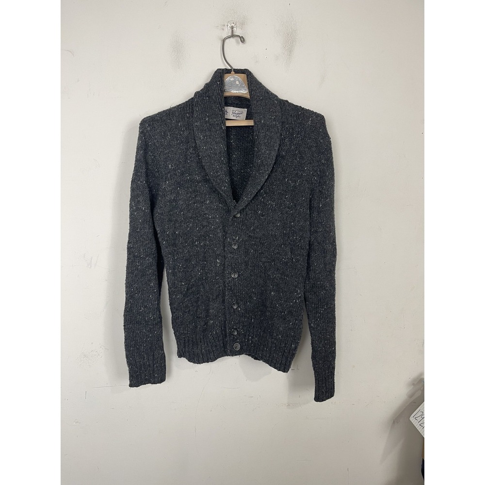 Original Penguin Men Cardigan Sweater Medium Shawl Collar Dark Gray Dad Speckled